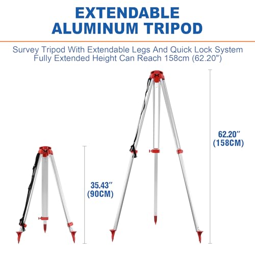 Iglobalbuy Automatic Self Leveling Green Rotary Laser Level 500m Range Kit with Surveying Tripod and Aluminum Grade Rod 16.4 Feet, Leveling Rotating Transit Laser Level Green Beam for Construction