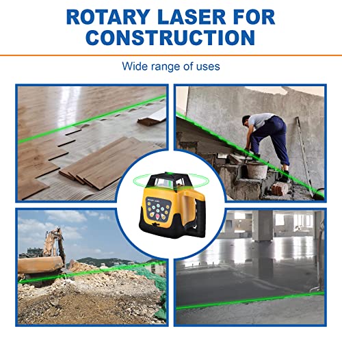 Iglobalbuy Automatic Self Leveling Green Rotary Laser Level 500m Range Kit with Surveying Tripod and Aluminum Grade Rod 16.4 Feet, Leveling Rotating Transit Laser Level Green Beam for Construction