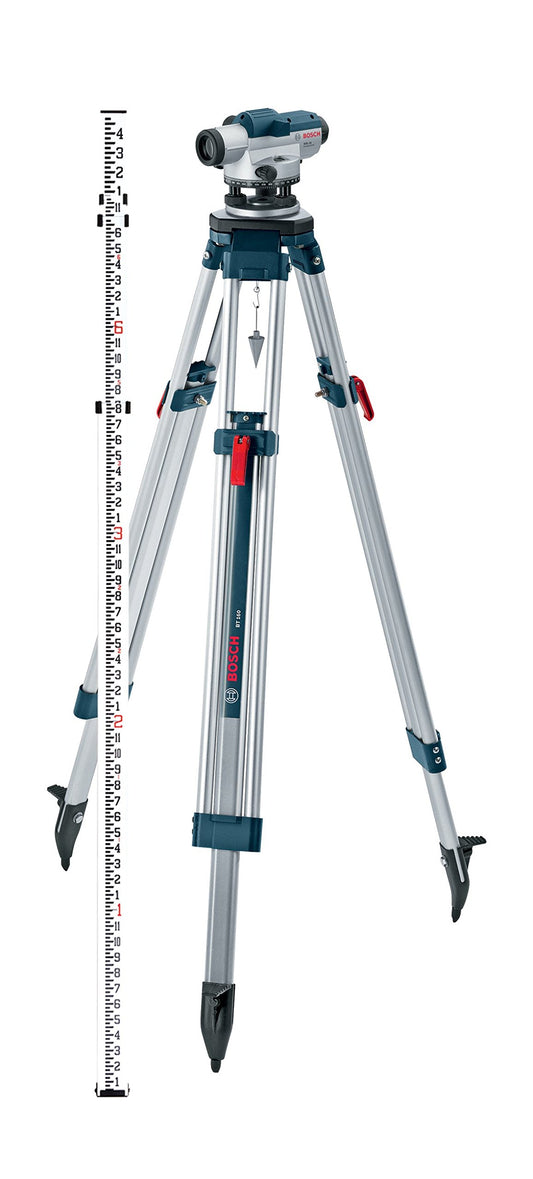 BOSCH GOL 32CK 32X Automatic Optical Level Kit, Includes Aluminum Tripod, Grade Rod, Plumb Bob, Tool Kit, & Carrying Case